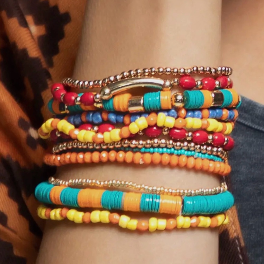 Bali Design Mulit Beaded Twelve Strand Bracelet Set NWT